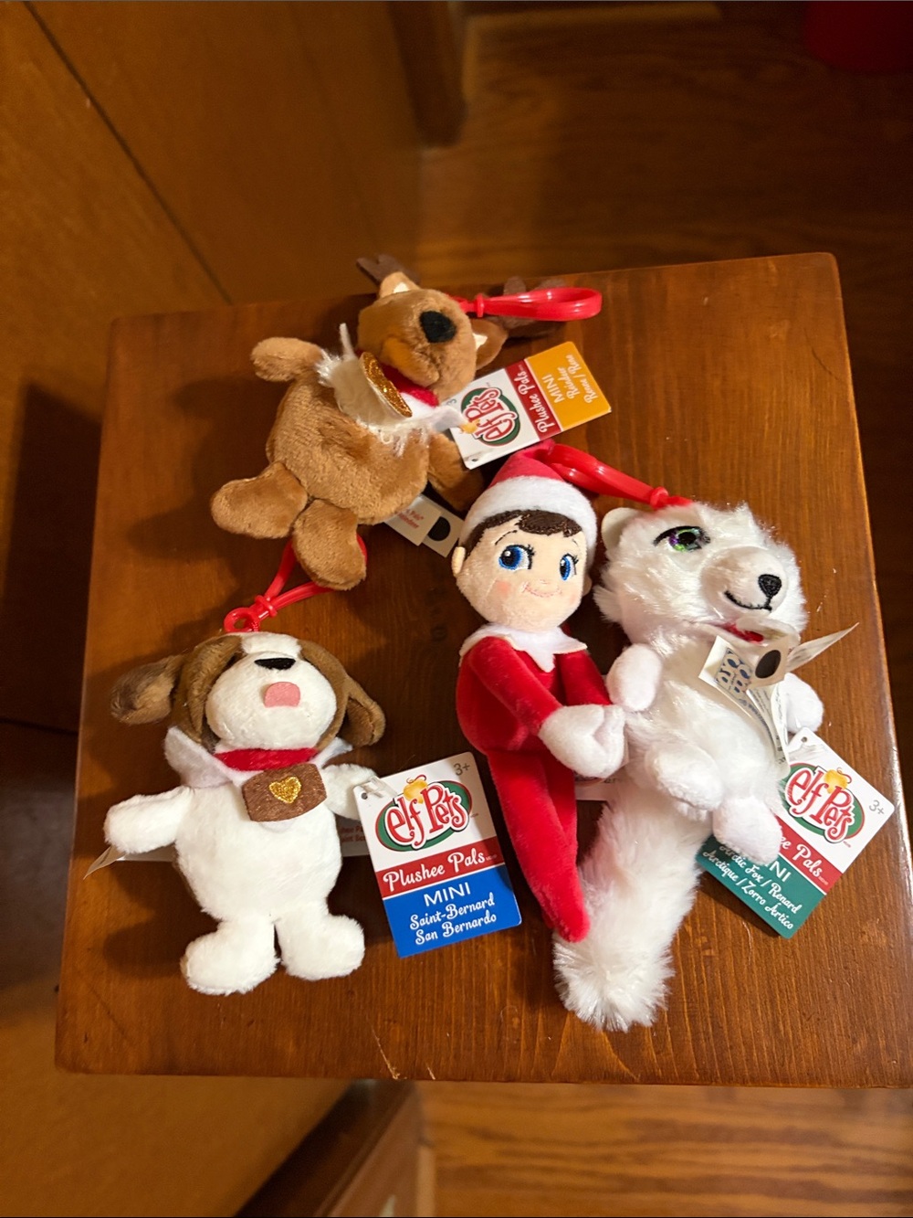 ELF PETS-Plushie Keychain Set - White, Red, Brown Dogs & Reindeer